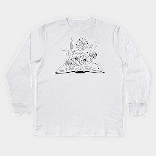 Flower Book, I love reading, Reading, Library, Book worm, Read books, Fantasy reading Kids Long Sleeve T-Shirt